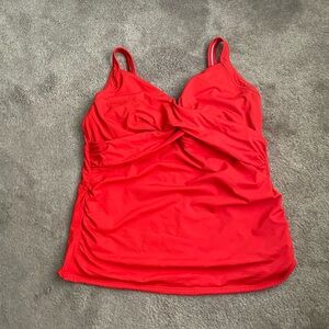 Lands End women's Wrap Underwire Tankini Swimsuit Top 16DD red